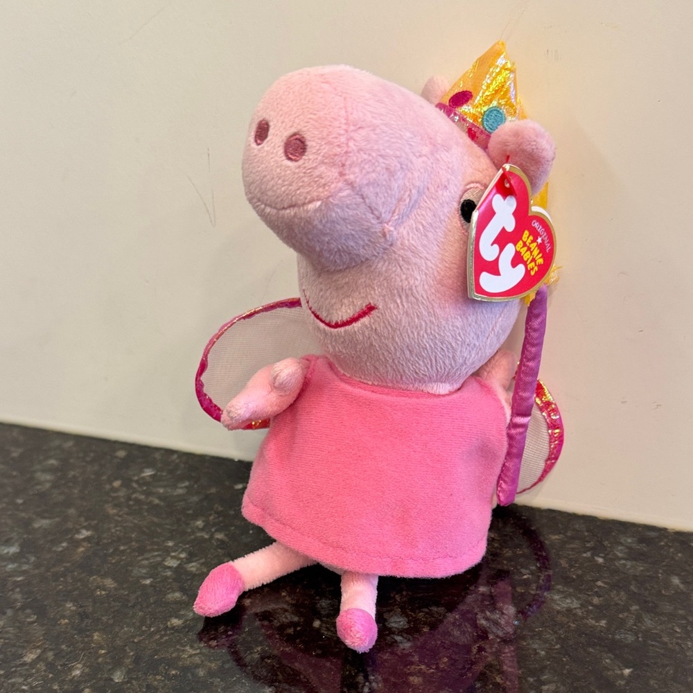 TY Beanie Baby 8” Peppa Pig PRINCESS Peppa Crown Wand Wings Plush Stuffed Animal